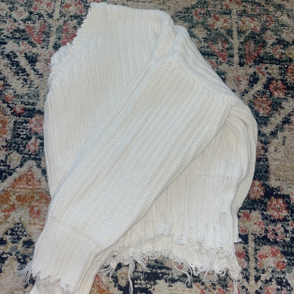 White Fray Sweater